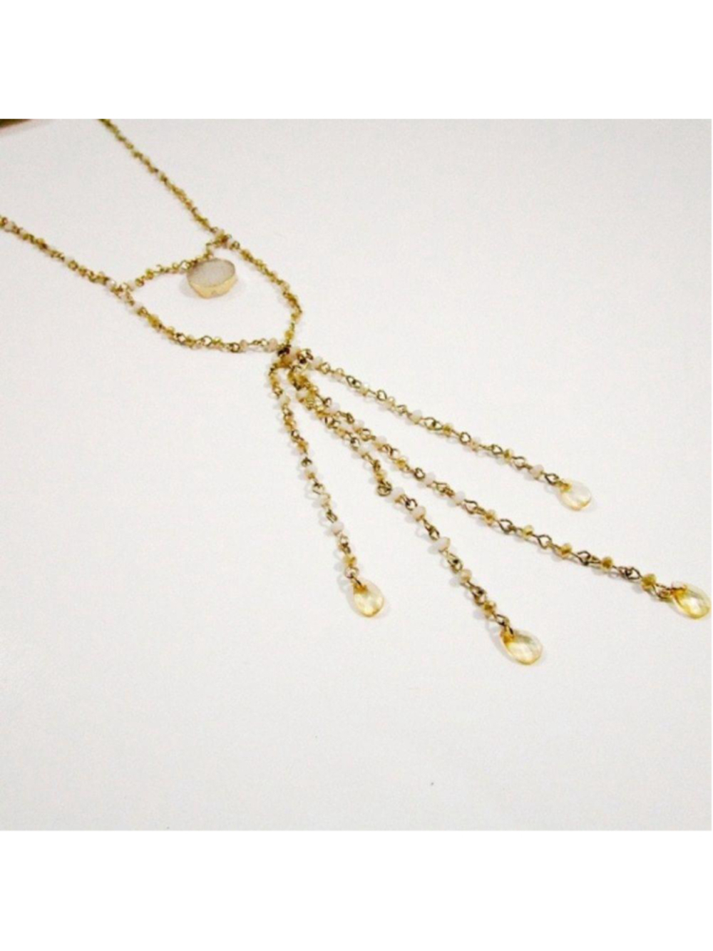 Gemma Simone Moonstone Teardrop Necklace Gold Pendant 18”